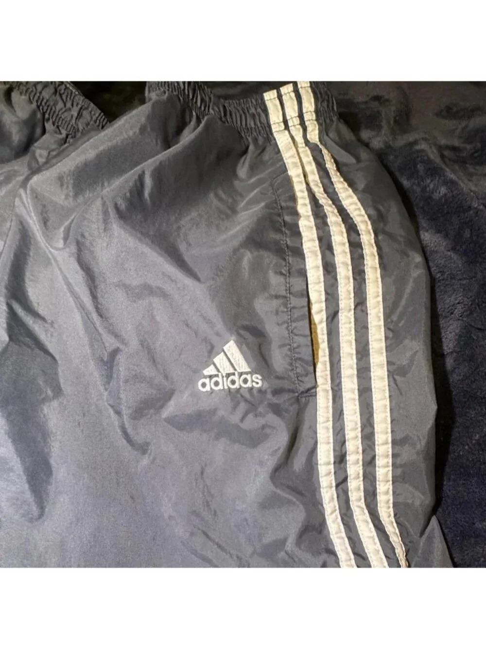 Vintage 90s/Y2K Adidas Nylon Track Pants Grey - Size L